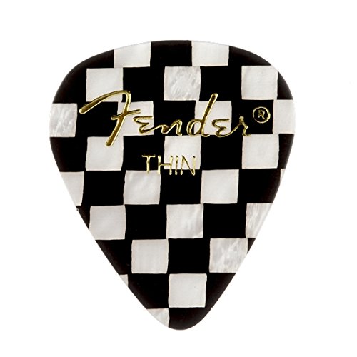 Fender 351 Premium Celluloid Guitar Picks - THIN, CHECKERED - 12-Pack (1 Dozen)