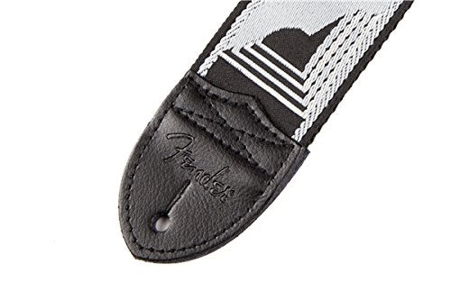 Genuine Fender 2" Monogrammed Adjustable Guitar Strap w/ Fender Logo, Black/Grey