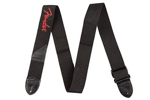 Genuine Fender 2" Black Poly Adjustable Guitar Strap with Red Fender Logo