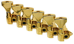 Hipshot GOLD 6-In-Line Non-Staggered Open-Gear Guitar Machines Tuners w/ UMP Kit
