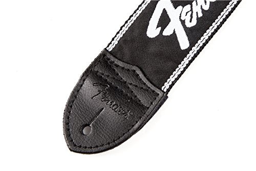Genuine Fender 2" Wide Black Nylon Adjustable Guitar Strap - Running Logo