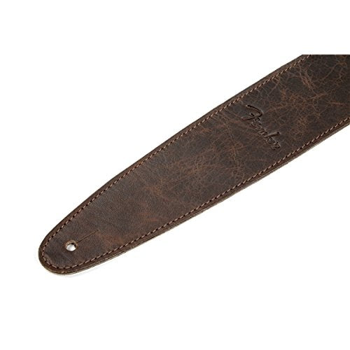 Genuine Fender Artisan Crafted Leather Adjustable Guitar Strap, 2.5" Wide, Brown
