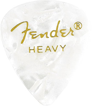 Fender 351 Premium Celluloid Guitar Picks - HEAVY, WHITE MOTO, 12-Pack (1 Dozen)