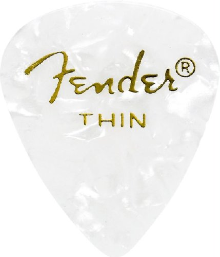 Fender 351 Premium Celluloid Guitar Picks - THIN WHITE MOTO - 12-Pack (1 Dozen)