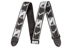 Genuine Fender 2" Monogrammed Adjustable Guitar Strap w/ Fender Logo, Black/Grey