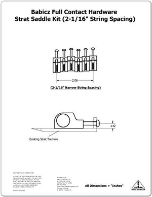 Babicz Full Contact Hardware Strat/Stratocaster Narrow Bridge Saddle Set - GOLD