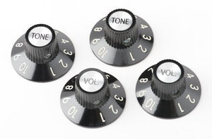 Genuine Fender 72 Telecaster/Tele Custom Volume & Tone Knobs - Set of 4 - Black