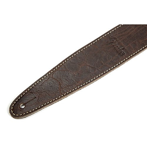 Genuine Fender Artisan Crafted Leather Adjustable Guitar Strap, 2" Wide, Brown