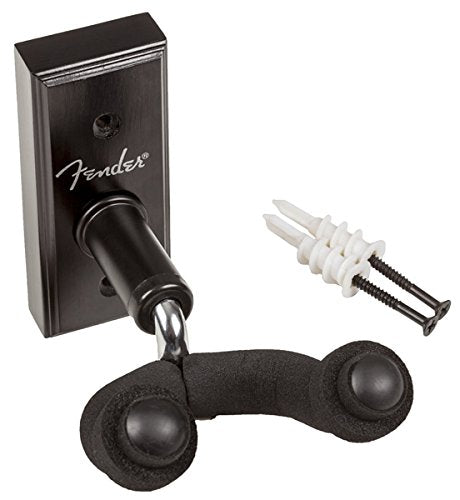 Genuine Fender Wall-Mount Acoustic or Electric Guitar Hanger, Black with Logo
