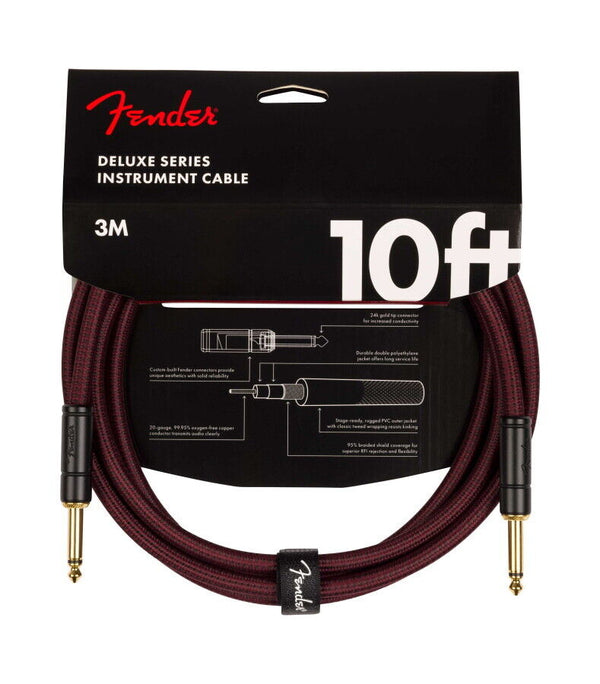 Fender Deluxe TWEED Electric Guitar/Instrument Cable, 10' ft, OXBLOOD RED