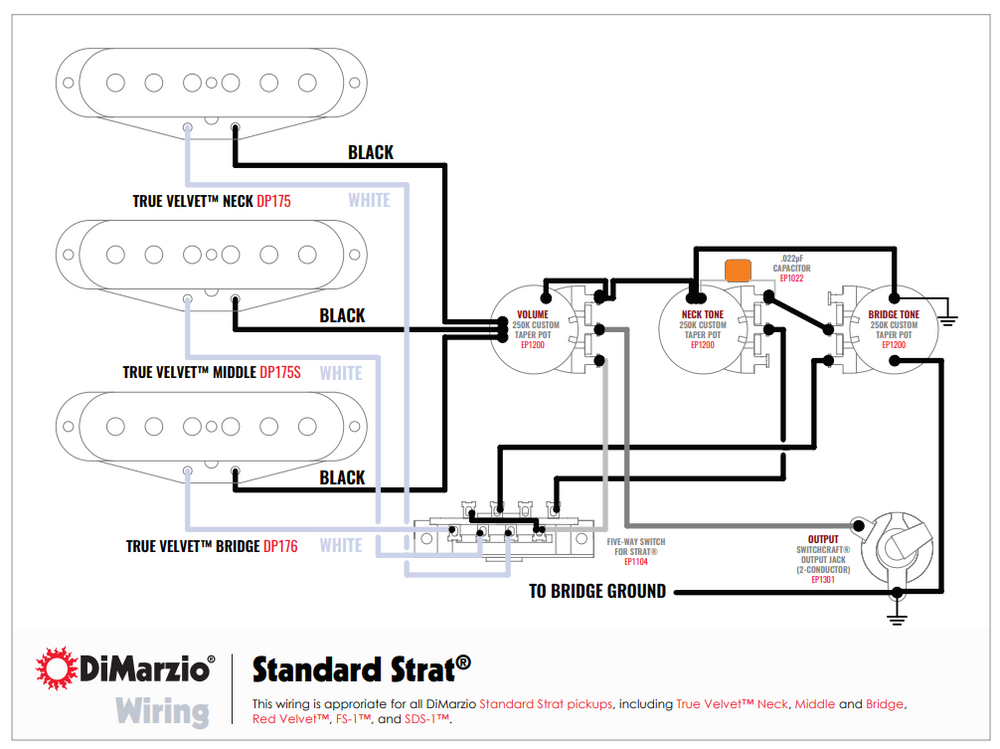 DiMarzio 5-Way Wiring Harness for Fender Strat/Stratocaster - GW2108A5