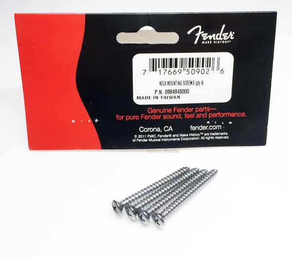 Genuine Fender Guitar CHROME Neck Mounting Screws - Package of 4