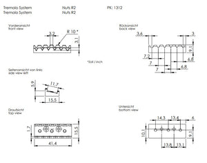Schaller Germany Floyd Rose Tremolo Kit - Gold with 42mm Block, R2 Nut