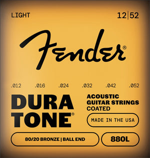 Fender 880L Dura-Tone Coated Acoustic Guitar Strings - LIGHT 12-52