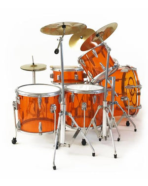 AXE HEAVEN Vistalite Trans Amber Tribute Led Zeppelin Miniature Drum Set Display