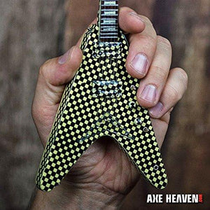 AXE HEAVEN Licensed Rick Nielsen Checkered Flying V MINIATURE Guitar Display