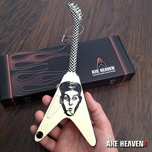 AXE HEAVEN Licensed Rick Nielsen Checkered Flying V MINIATURE Guitar Display
