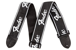 Genuine Fender 2" Wide Black Nylon Adjustable Guitar Strap - Running Logo