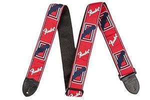 Genuine Fender 2" Monogrammed Adjustable Guitar Strap w/ Logo, Red/White/Blue