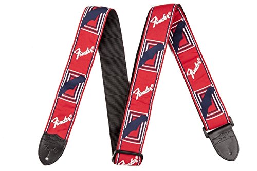 Genuine Fender 2" Monogrammed Adjustable Guitar Strap w/ Logo, Red/White/Blue