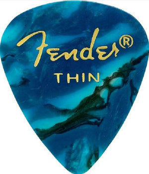 Fender 351 Premium Celluloid Guitar Picks - THIN OCEAN TURQ - 12-Pack (1 Dozen)