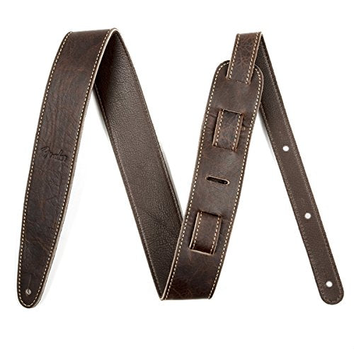 Genuine Fender Artisan Crafted Leather Adjustable Guitar Strap, 2" Wide, Brown
