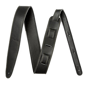 Genuine Fender Artisan Crafted Leather Adjustable Guitar Strap, 2" Wide, Black