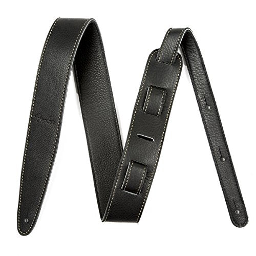 Genuine Fender Artisan Crafted Leather Adjustable Guitar Strap, 2" Wide, Black