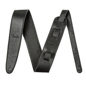 Genuine Fender Artisan Crafted Leather Adjustable Guitar Strap, 2.5" Wide, Black