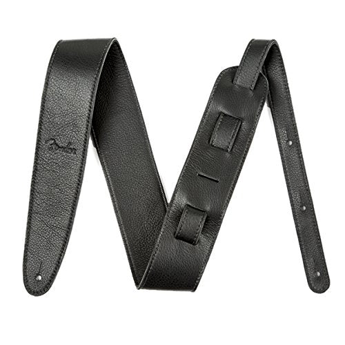 Genuine Fender Artisan Crafted Leather Adjustable Guitar Strap, 2.5" Wide, Black