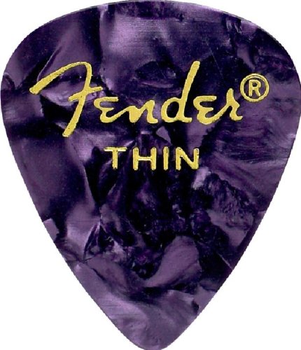 Fender 351 Premium Celluloid Guitar Picks - THIN PURPLE MOTO - 12-Pack (1 Dozen)