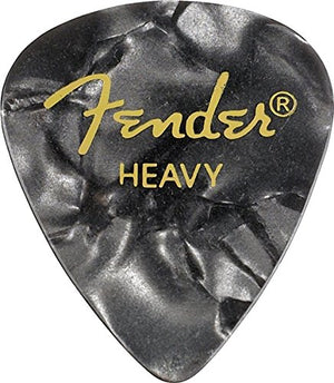 Fender 351 Premium Celluloid Guitar Picks - HEAVY, BLACK MOTO, 12-Pack (1 Dozen)