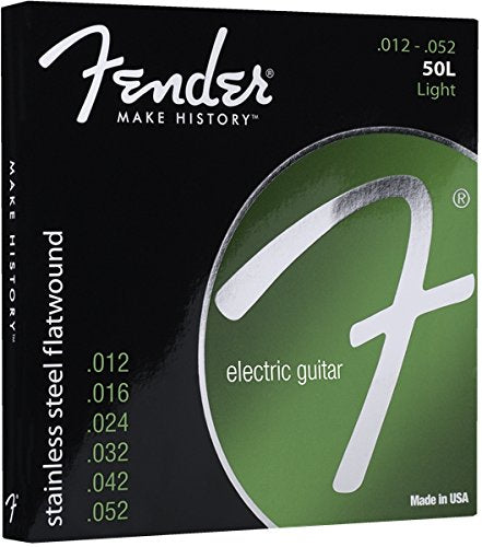 Fender 50L Stainless Steel Flatwound Electric Guitar Strings Set - LIGHT 12-52