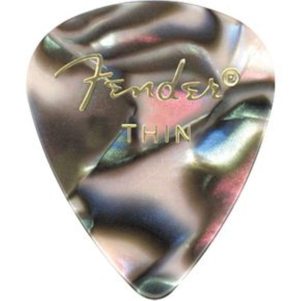 Fender 351 Premium Celluloid Guitar Picks - THIN ABALONE - 12-Pack (1 Dozen)