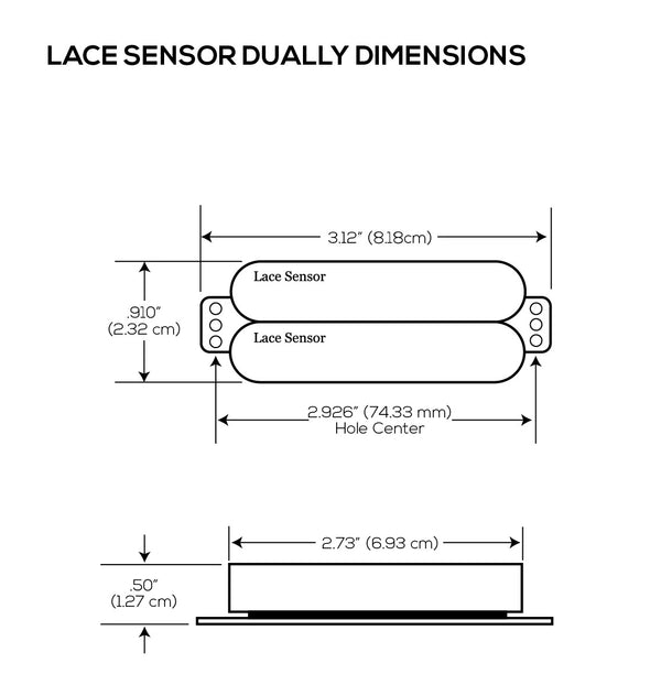 Lace Sensor Hot Gold Dually 12k Neck Humbucker Pickup, White, 22051-01