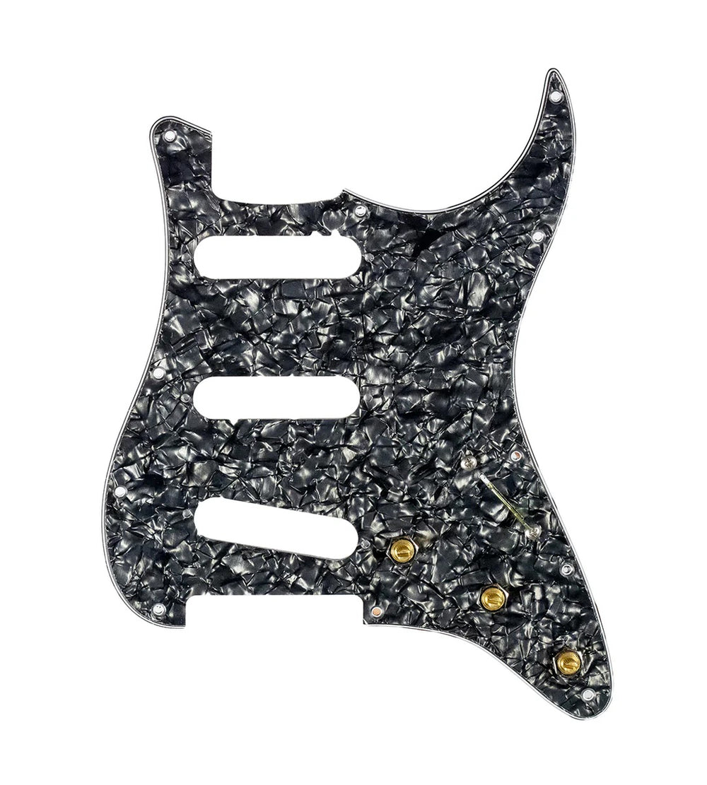 920D Custom SSS Pre-Wired Pickguard for Strat With A Black Pearl Pickguard and S7W Wiring Harness