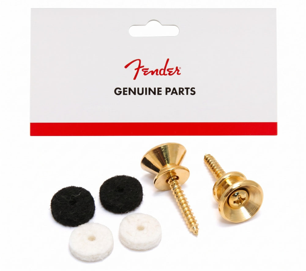 Genuine Fender "Vintage Style" Guitar & Bass Strap Buttons Set/Kit/Pair - GOLD