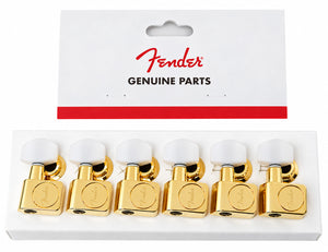 Genuine Fender DELUXE Strat/Tele Gold Tuners Pearloid Buttons Tuning Machines