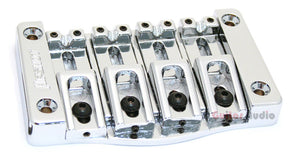 Hipshot 5T400C 4-String TransTone Flat Mount .750" Spacing Bass Bridge - CHROME