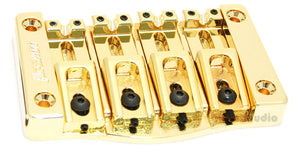 Hipshot 5T400G 4-String TransTone Flat Mount .750" Spacing Bass Bridge - GOLD