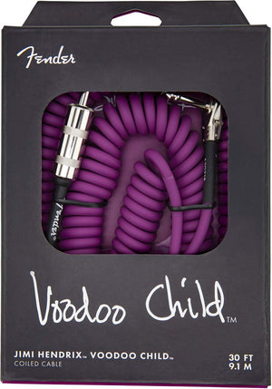 Genuine Fender 30' Hendrix Voodoo Child Coiled Right-Angle Guitar Cable, PURPLE