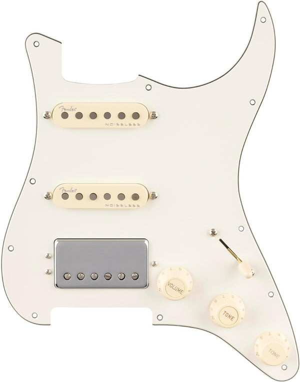 Fender Pre-Wired Strat Pickguard, Quadra Tap/Ultra Noiseless HSS, Parchment