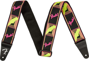 Genuine Fender Neon Monogrammed Adjustable Guitar Strap, YELLOW/PINK