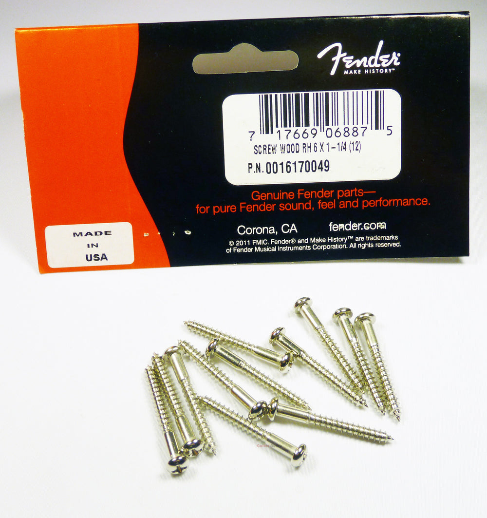 Genuine Fender (12) Nickel Bridge Mounting Screws for Vintage Strat/Stratocaster