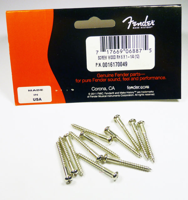 Genuine Fender (12) Nickel Bridge Mounting Screws for Vintage Strat/Stratocaster