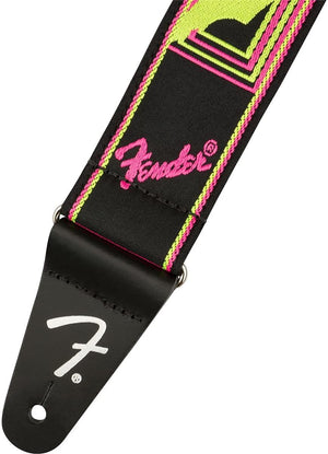 Genuine Fender Neon Monogrammed Adjustable Guitar Strap, YELLOW/PINK