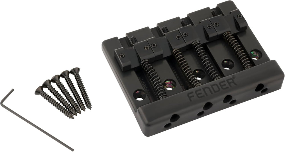 Genuine Fender BLACK HIMASS Block Logo High-Mass Bass Bridge w/Brass Saddles