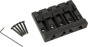 Genuine Fender BLACK HIMASS Block Logo High-Mass Bass Bridge w/Brass Saddles