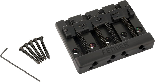Genuine Fender BLACK HIMASS Block Logo High-Mass Bass Bridge w/Brass Saddles