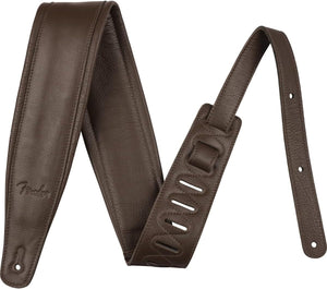 Fender Premium Luxurious Full-Grain Leather Guitar Strap, 3.5" Wide, Brown